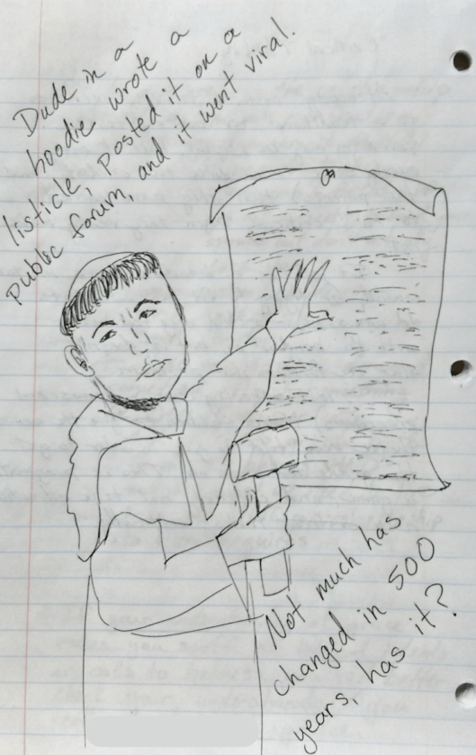 Luther cartoon Reformation Day 95 theses homeschool